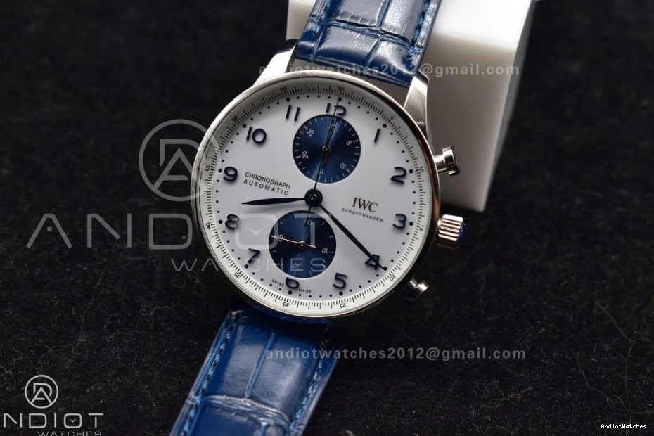 White A Dial Strap SmartChoice 1:1 Leather Blue ZF 1019 Blue on Chrono Edition Best Portuguese IW371620 1005